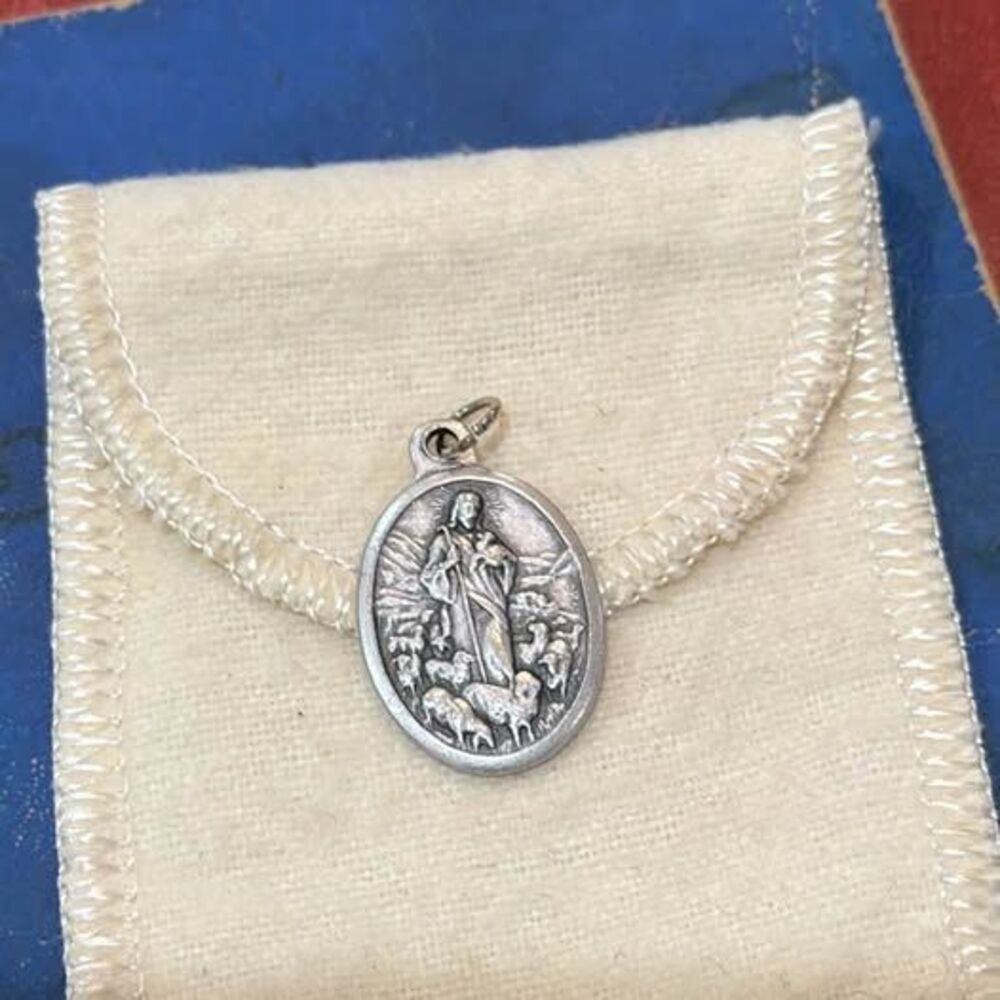 Vintage Good Shepherd Medal Jesus Lamb Psalm 23 Pendant Cottagecore Aesthetic